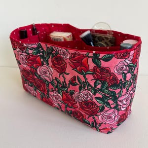 Beautiful Valentine&#39;s Day Rose Design Purse Organizer Insert -Diaper Caddy - Personal Organizer 28&quot;