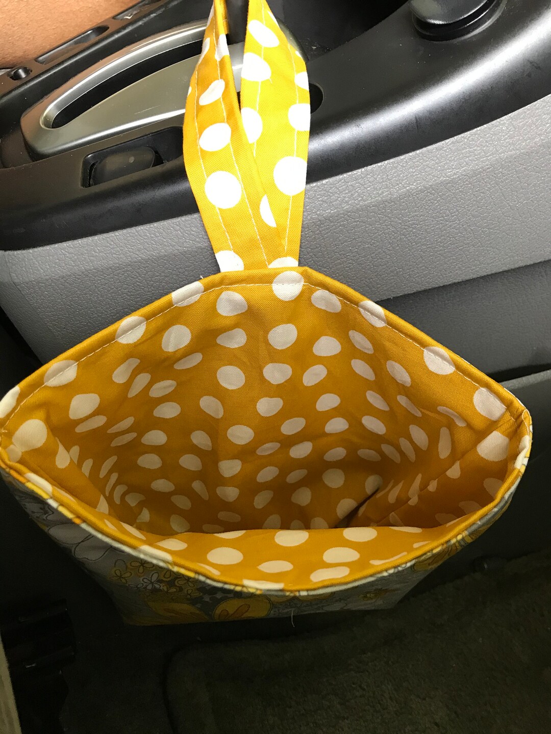 Car Trash Bag Hanging Trash Bag Travel Trash Bag Yellow Floral Trash