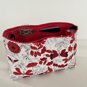 Organiseur de sac à main design floral rouge - pois blancs rouges - sac à main - organiseur personnel de 28 po.