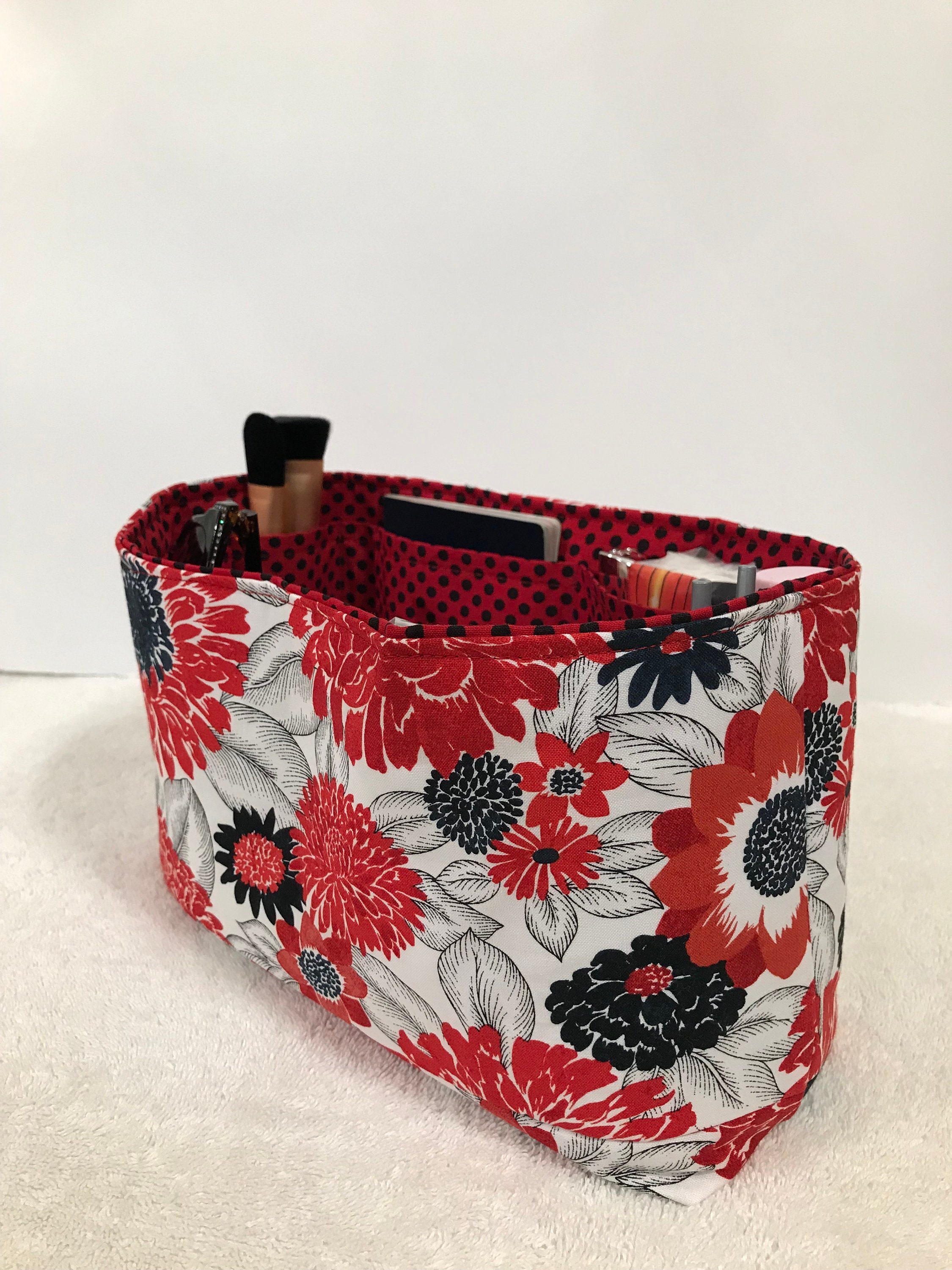 Beautiful Red Floral Red Black Dot Design Purse Organizer | Etsy