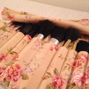 Makeup Cosmetic Brushes Roll /Floral Design