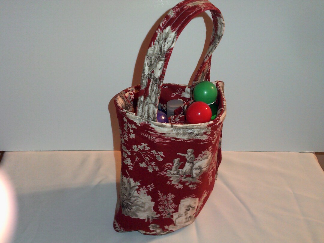 Red Toile Design lucky Bingo Bagbingo Caddy Totedauber
