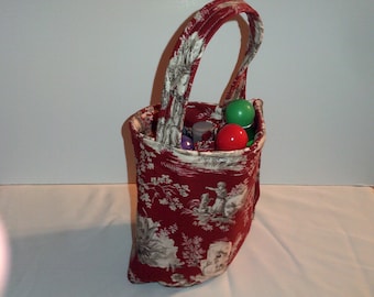 Red Toile Design -Lucky Bingo Bag-Bingo Tote-Organizer Caddy Tote-Dauber Bag