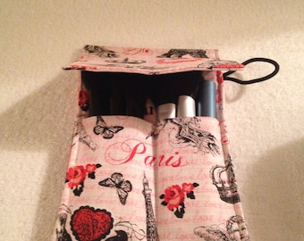 Makeup Cosmetic Brushes Roll,Paris,Valentine&#39;s Day,Eiffel Tower ( with Flap )