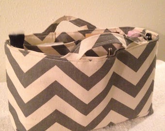 Purse Insert -Gorgeous Chevron Gray Design Purse Organizer -    28" Around