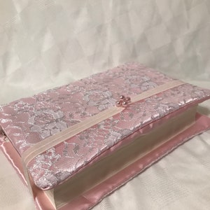 Beautiful Satin Pink and Lace Design Bible  Cover -Ceremony - Baptism - 9.5&quot; L x 6.5&quot; W x 1.5&quot; D