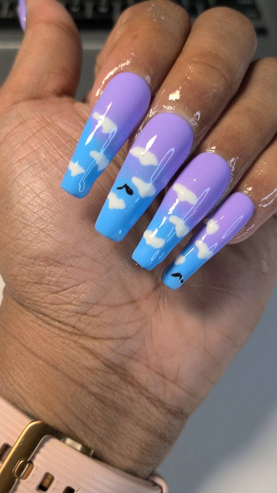Cloud Nails Cloudy Nails Ombre Nails Cloudy Sky Nails Etsy