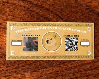 Dogecoin DOGE Paper Wallet / The ORIGINAL Dogecoin Dollar Bill