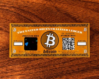 Bitcoin BTC Paper Wallet / The ORIGINAL Bitcoin Dollar Bill