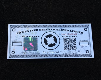 0x Protocol ZRX Paper Wallet / The ORIGINAL 0x Protocol Dollar Bill