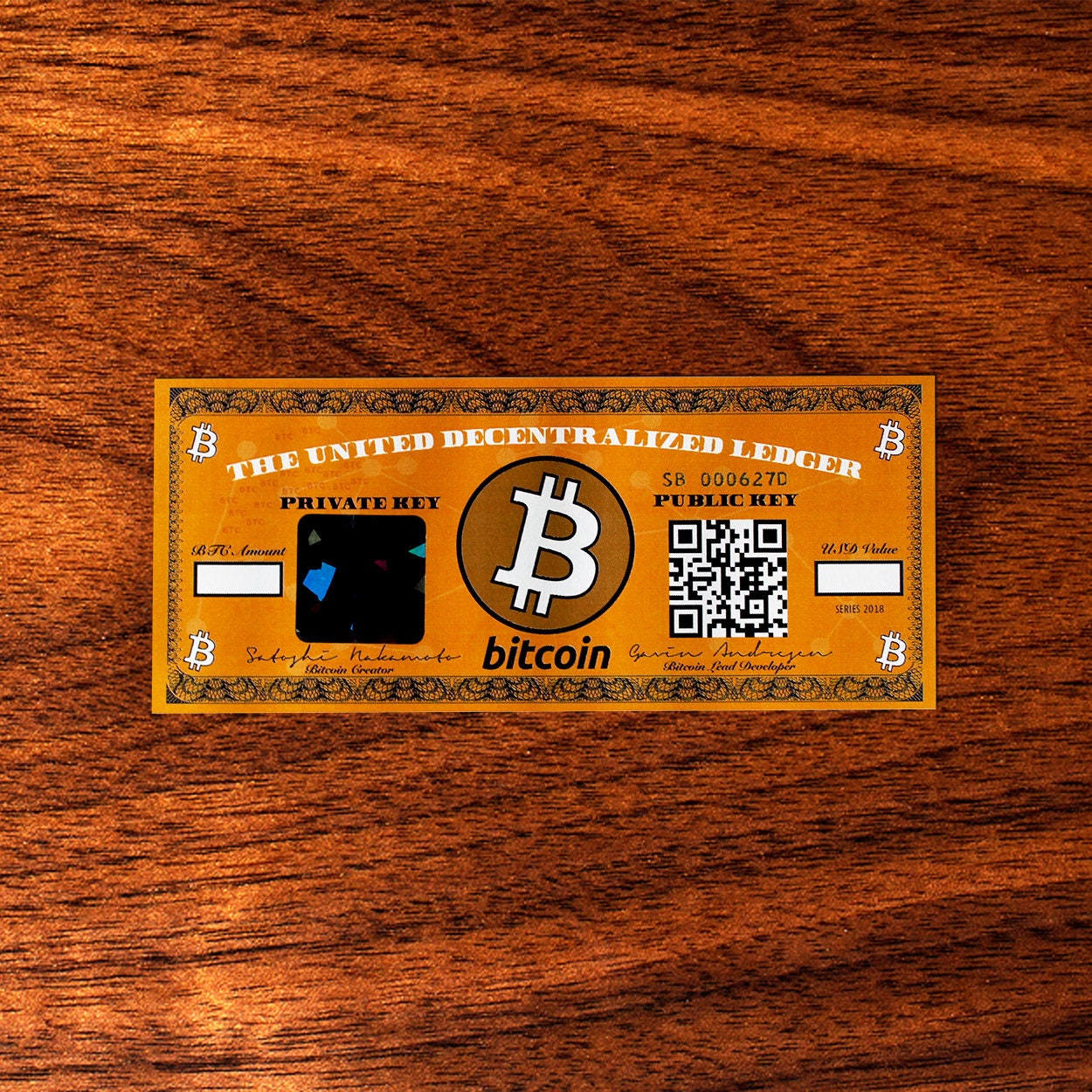 Bitcoin BTC Paper Wallet / The ORIGINAL Bitcoin Dollar Bill Etsy España