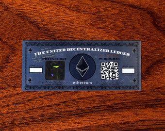 Ethereum ETH Paper Wallet / The ORIGINAL Ethereum Dollar Bill