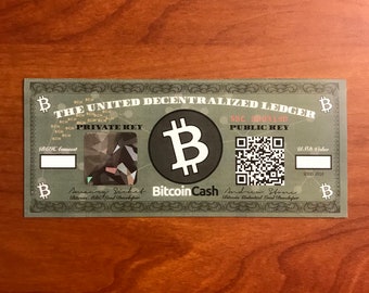 Bitcoin Cash BCH Paper Wallet / The ORIGINAL Bitcoin Cash Dollar Bill