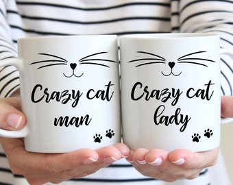 Crazy Cat Lady Mug,  Or Crazy Cat Man, Paw Prints, Kitten Mug, Cat Face, Gifts For Her And Him