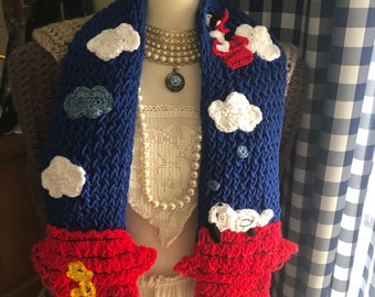 Crochet Snoopy Scarf: Peanuts Gang, Adult & Child Size
