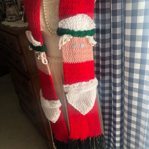 Inspired by Mrs. Claus Scarf Christmas Crochet Scarf Winter Wear Warm Knit Holiday Gift Present Adult Child Cookies Fun Both Ends image 3