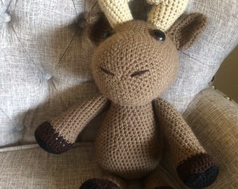 Lincoln Big Moose Amigurumi Stuffed Animal Doll Handmade Gift Present Birthday Toy Crocheted Fun Christmas Wilderness