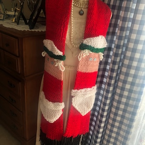 Inspired by Mrs. Claus Scarf Christmas Crochet Scarf Winter Wear Warm Knit Holiday Gift Present Adult Child Cookies Fun Both Ends image 1