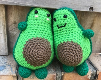 Ava and Alexander Avocado CuddleCados Amigurumi Stuffed Doll Stuffed Animal Plush Soft Custom Color Plushie Gift Holiday Birthday Present