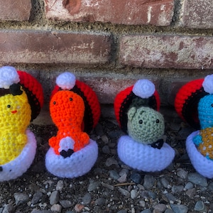 Inspired by Pikachu, Charmander, Squirtle Bulbasaur or Psyduck with Pokeball Amigurumi Stuffed Dolls Stuffed Animal Crochet Gift Toy