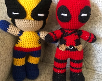 Deadpool & Wolverine Amigurumi, Stuffed Superhero Plush Toy
