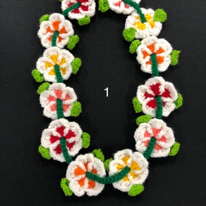 Crochet Flower Leis Custom Color Requests for Graduations Birthdays Parties Gift Surprise Fun Unique Holiday Colors Celebration
