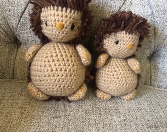 Mama and Baby Hedgehogs Amigurumi Stuffed Doll Stuffed Animal Plush Soft Custom Color Plushie Gift Holiday Birthday Present