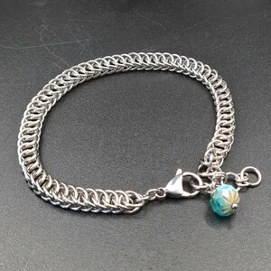 Roestvrij stalen armband, zilver of goud Half Perzisch 4n1 Weave chainmaille womens armband, verjaardagscadeau