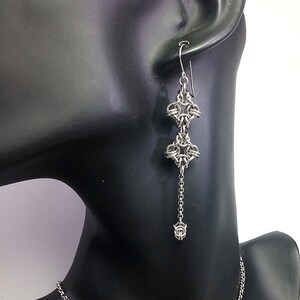 Long Chainmaille Earrings, BG-4 and Byzantine Knot Weave,  Stainless Steel Earrings, Custom Metal jewelry