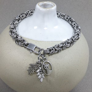 Roestvrijstalen maliënarmband voor dames, Byzantijnse geweven armband, maliënsieraden