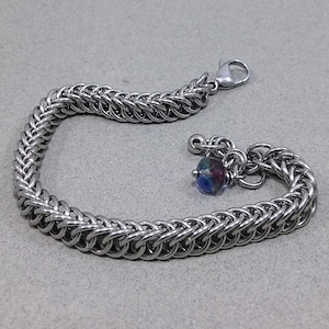 Stainless steel bracelet , Half Persian Weave chainmaille unisex bracelet - SHIPPING from US California.