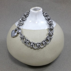 Stainless steel Barrel weave bracelet , unisex chainmaille bracelet for men or woman