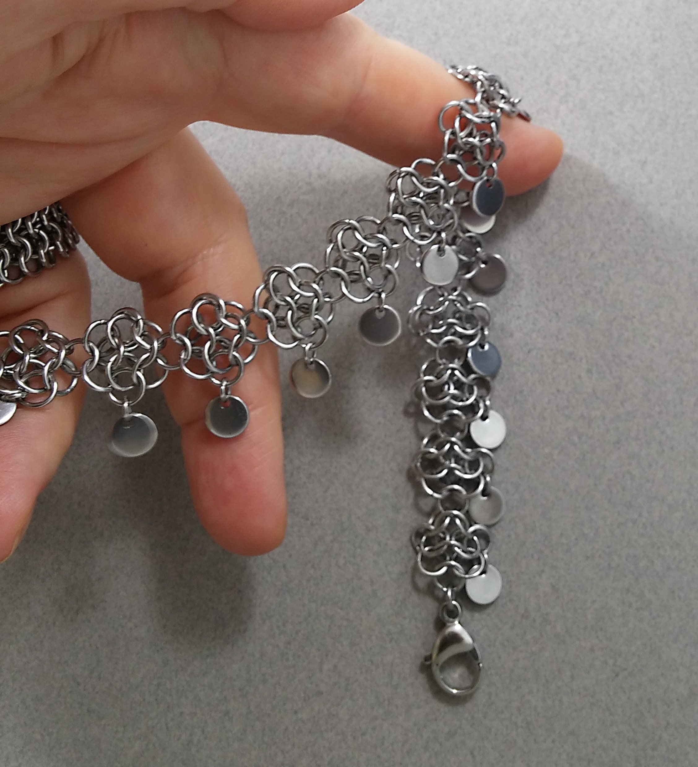 Stainless Steel Chainmail Anklet With Tiny Coins, Foot or Boot Jewelry ...
