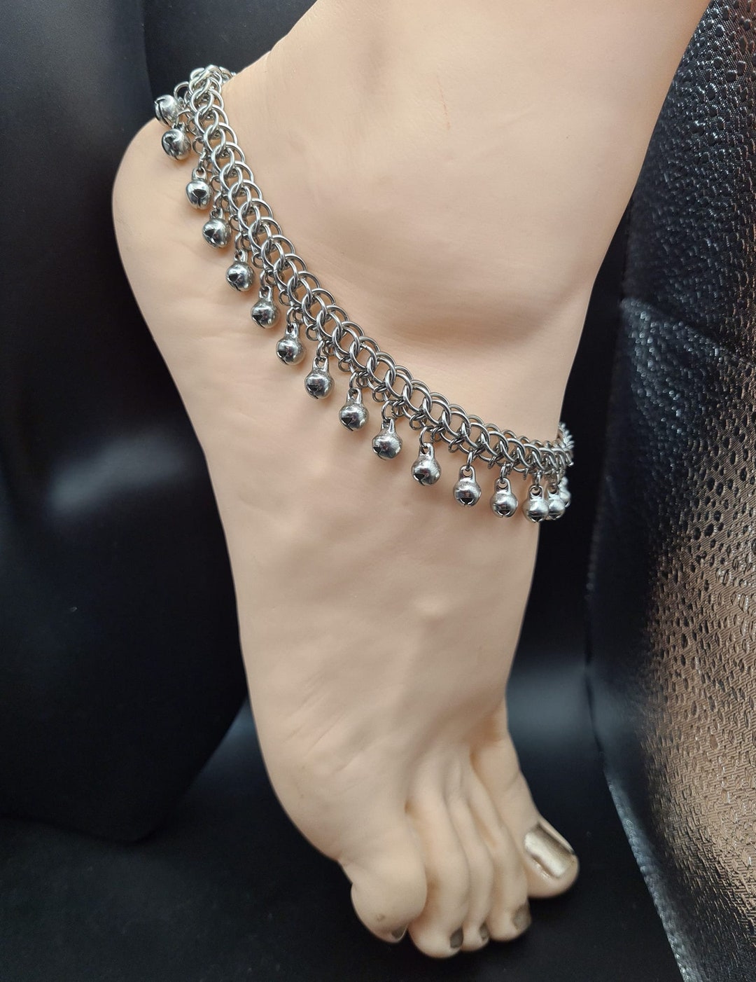 Stainless Steel Jingle Bells Chainmail Anklet Hypoallergenic Belly ...