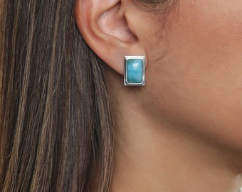 Clip On Larimar Earrings Aisha | Jewelry Larimar Stone | Handcrafted The Larimar Shop®