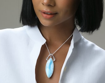 Larimar Pendant Krystina, True Dominican Larimar Stone Women's Jewelry,  Atlantis Stone | Handcrafted by The Larimar Shop