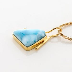 Gold Vermeil Cyra Pendant | Freeform Larimar Stone | The Larimar Shop® | Artisan Larimar Jewelry | Blue Stone From Punta Cana