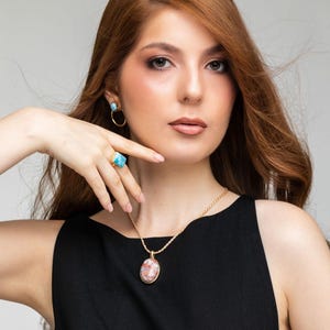 Specimen Gold Vermeil Larimar Pendant Marfa | Larimar Stone Ring | Handcrafted The Larimar Shop® | Dominican Republic Jewelry