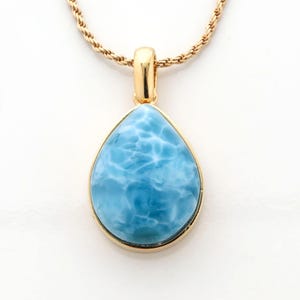 Gold Vermeil Pendant Sophie | Dominican Blue Stone | Authentic Handcrafted Jewelry | The Larimar Shop®