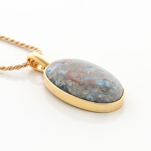 Gold Vermeil Specimen Larimar Pendant May | Punta Cana Blue Stone | Handcrafted The Larimar Shop® | Dominican Republic Jewelry