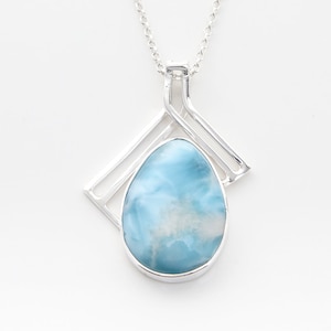 Blue Larimar Pendant Wataru | Authentic Larimar Gemstone | Larimar Jewelry for Women | Handcrafted The Larimar Shop®
