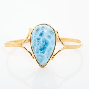 Gold Vermeil Larimar Cuff Elba | Larimar Blue Stone | Made By The Larimar Shop® | Dominican Republic Jewelry | Bridal Jewelry