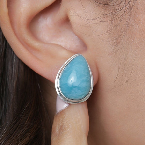 Larimar Earrings Oona | Real Larimar | Dominican Blue Stone | Handcrafted The Larimar Shop®