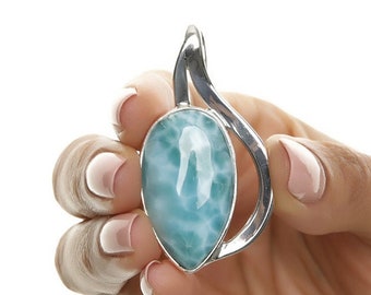 Authentic Larimar Pendant WORLDWIDE SHIPPING Caribbean Larimar Jewelry for Women Bae Optional 925 Silver Chain