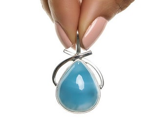 Authentic Larimar Pendant WORLDWIDE SHIPPING Caribbean Larimar Jewelry for Women Bae Optional 925 Silver Chain