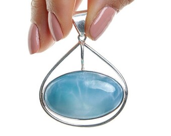 Authentic Larimar Pendant WORLDWIDE SHIPPING Caribbean Larimar Jewelry for Women Bae Optional 925 Silver Chain