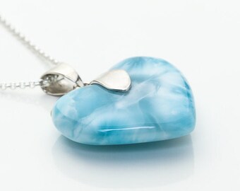 Authentic Larimar Pendant WORLDWIDE SHIPPING Caribbean Larimar Jewelry for Women Bae Optional 925 Silver Chain