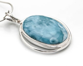 Authentic Larimar Pendant WORLDWIDE SHIPPING Caribbean Larimar Jewelry for Women Bae Optional 925 Silver Chain