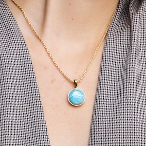 Larimar Pendant Roopa in 18K Gold Vermeil | Dominican Blue Stone | Gold Pendant Necklace Gift | Handcrafted by The Larimar Shop®
