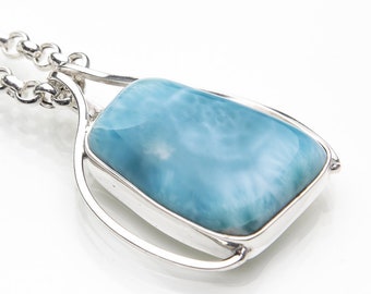 Larimar Pendant Orali | Caribbean Blue Stone | Optional Silver Chain | The Larimar Shop®